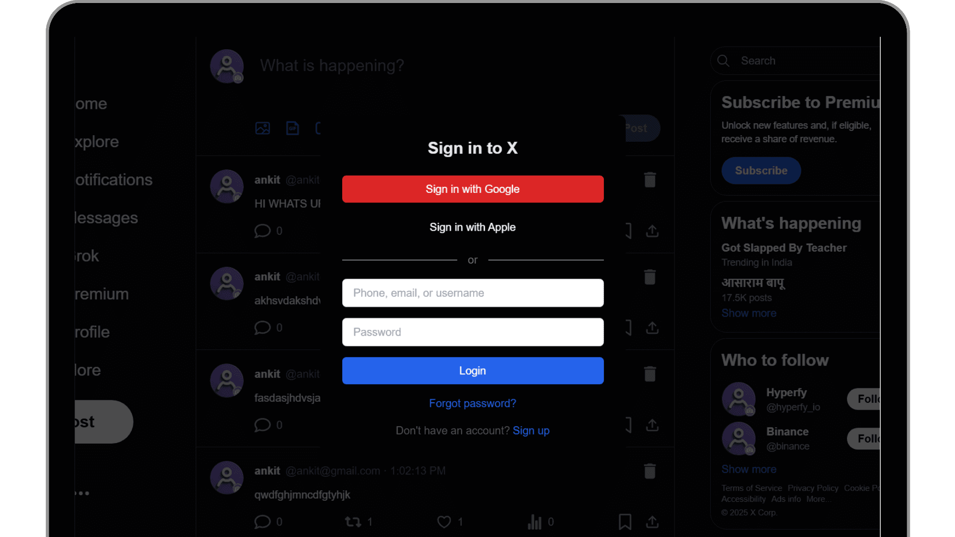 X Clone – Twitter (X) Full Stack Clone
